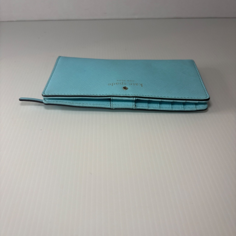 Kate Spade Grand Street Stacy Bifold Leather Slim Wallet Turquoise/Aqua/Blue - Picture 5 of 13